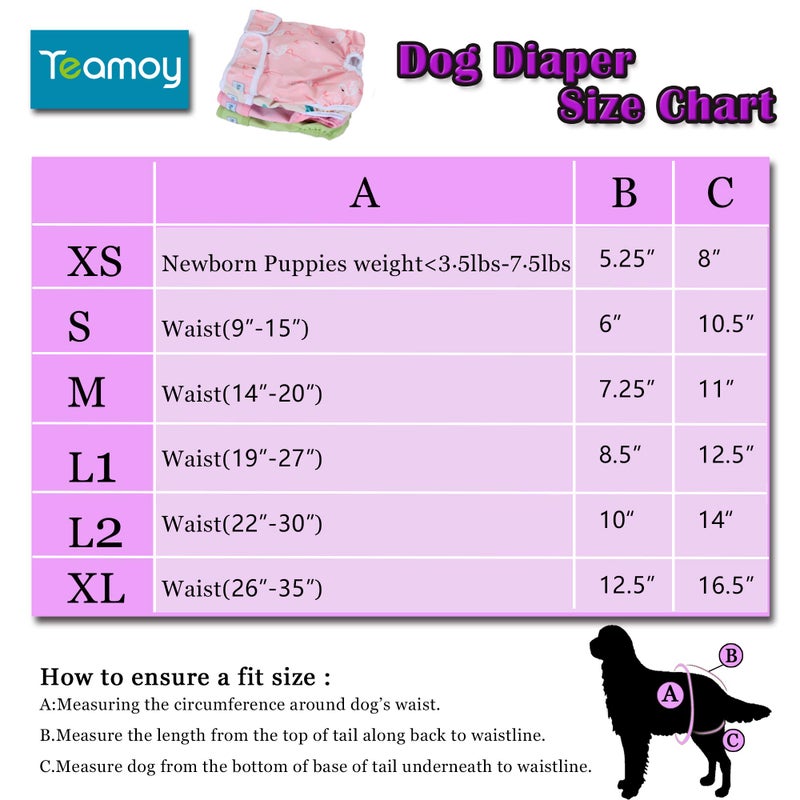 Teamoy Female Dog Diapers for Heat 4-Pack, Reusable Dog Period Diaper Wraps for Incontinence, Training & Housebreaking,XS - Image 5